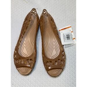 Crocs Isabella Jelly Flats Peep Toe Womens Size 11 Gold New Other Read